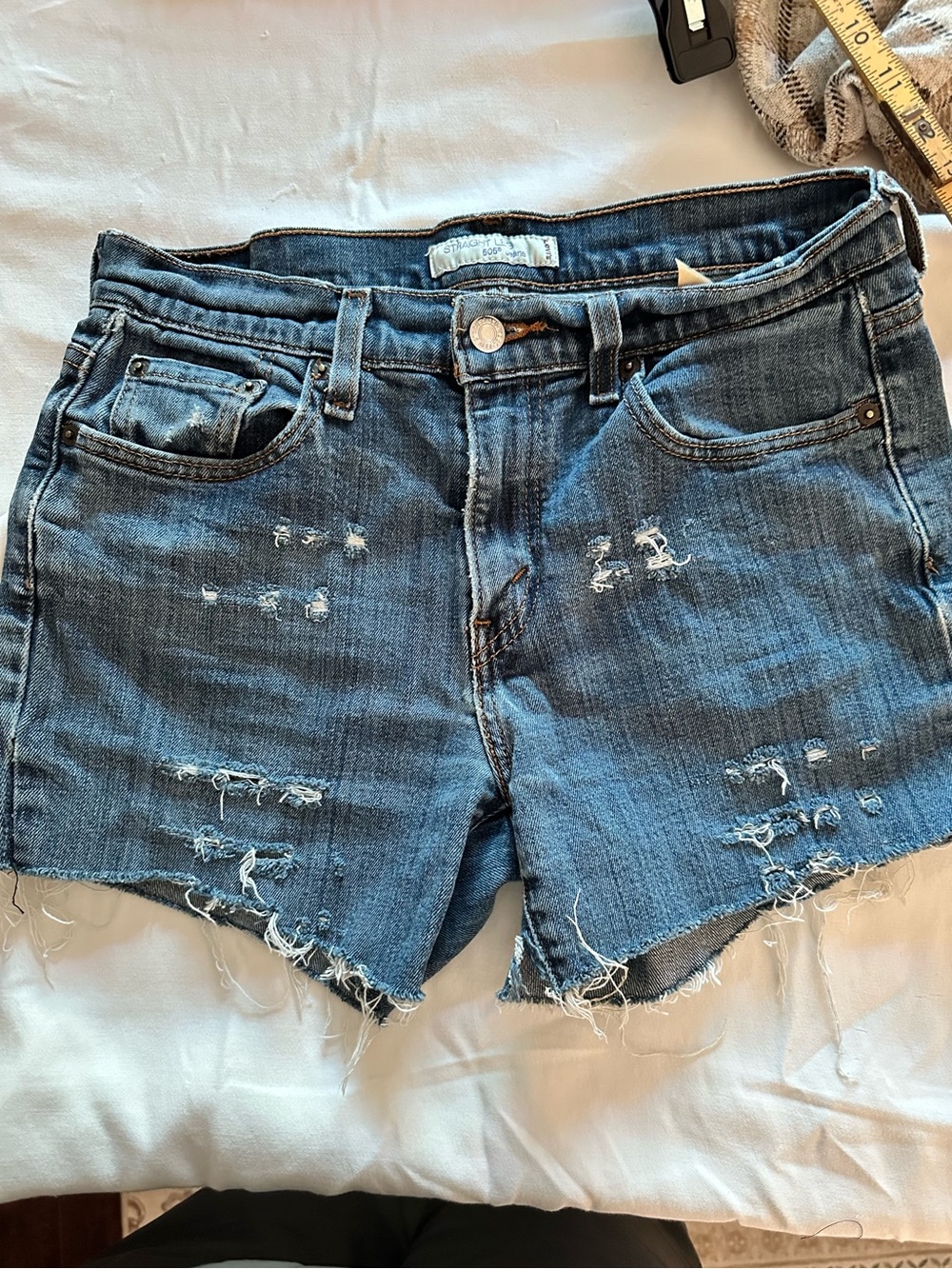 Levi's Distressed Blue Denim Jean Shorts